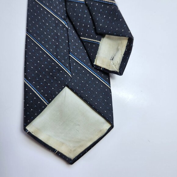 Johnny Carson Mens Necktie Vintage Blue with White Dots and White & Blue - Picture 5 of 5